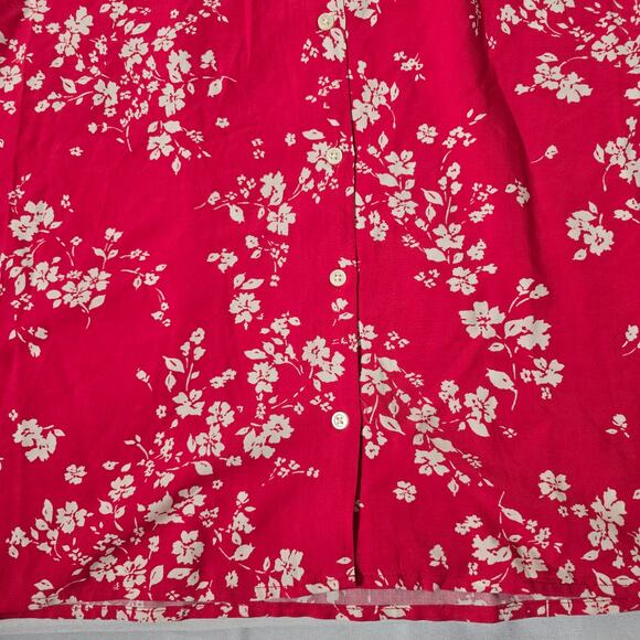 GAP Button Front Dress Puff Sleeve Floral Pink Size Large - Picture 4 of 8